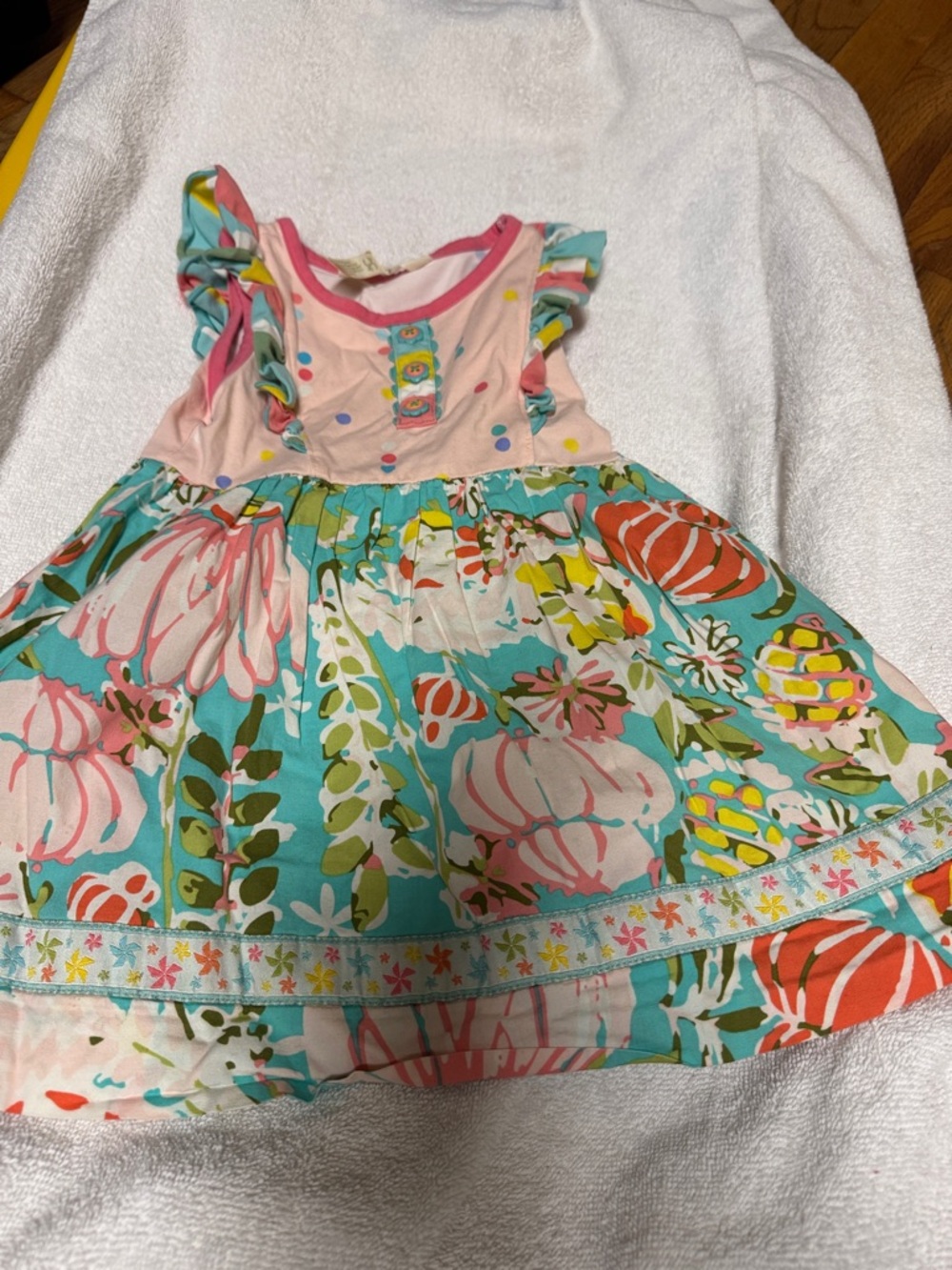 Matilda Jane Pink and Teal Floral Ruffle Dress